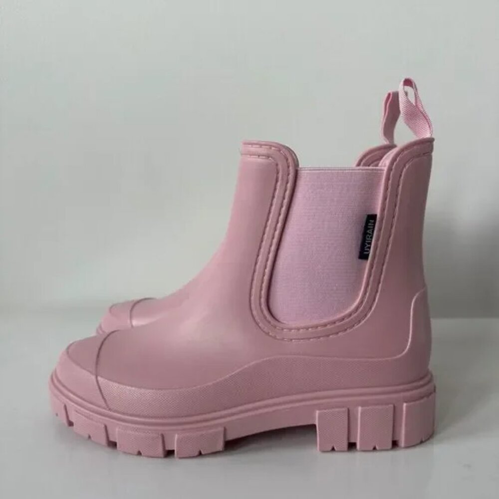 Rain Boots - Light Pink Size 8.5 Chunky Chelsea Boots